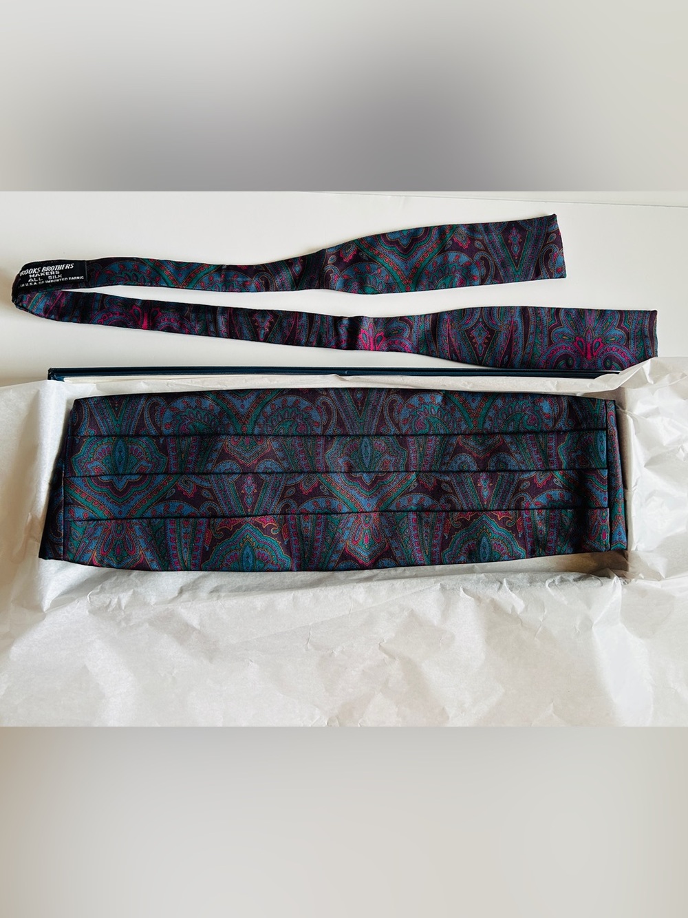 Vintage Brooks Bros. Paisley Cumberbund  and Bow Tie